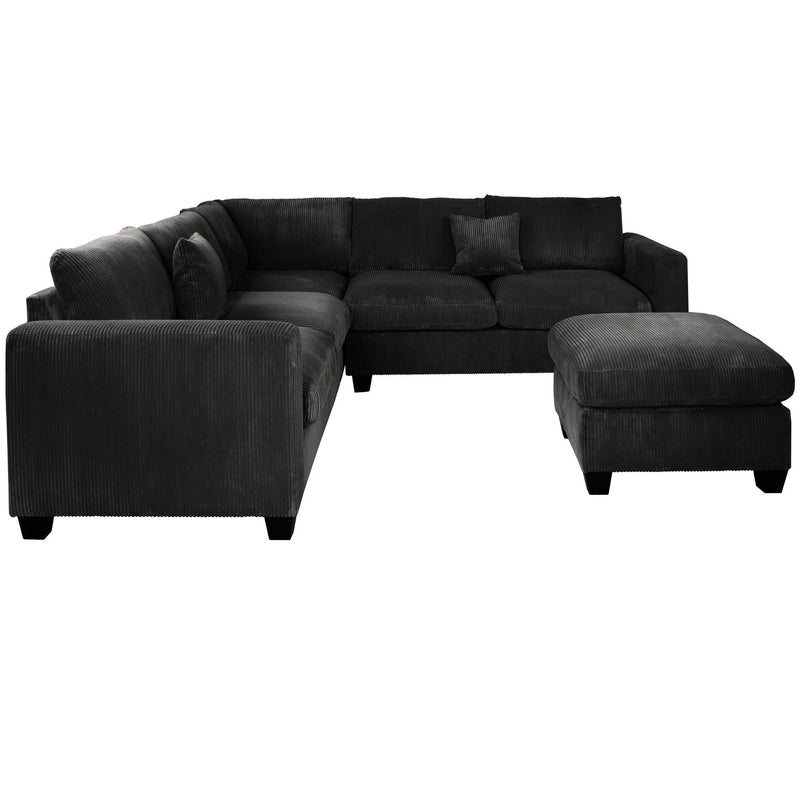 Modern Style L-Shaped Sectional Set With Ottoman