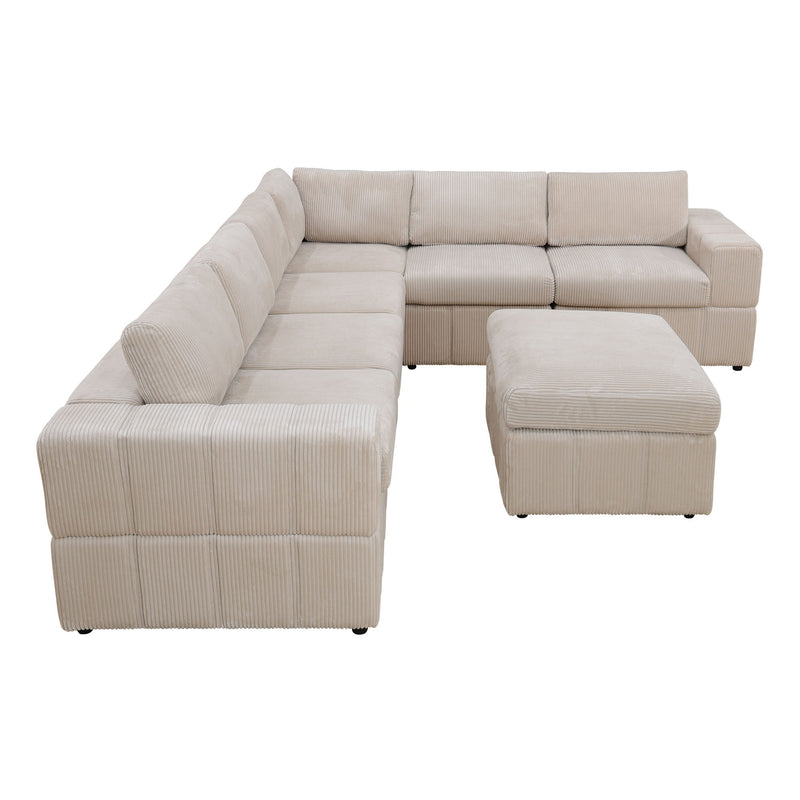 Oversized Modular Sectional Sofa, Reversible With Ottoman