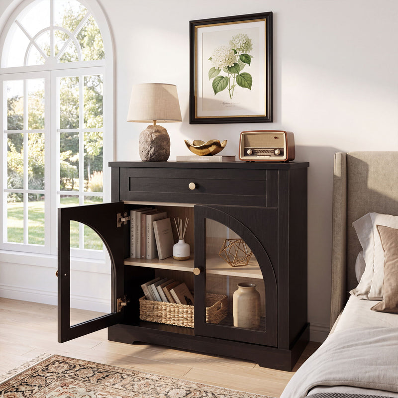 Modern Sideboard Cabinet With 1 Drawer And 2 Arched Doors