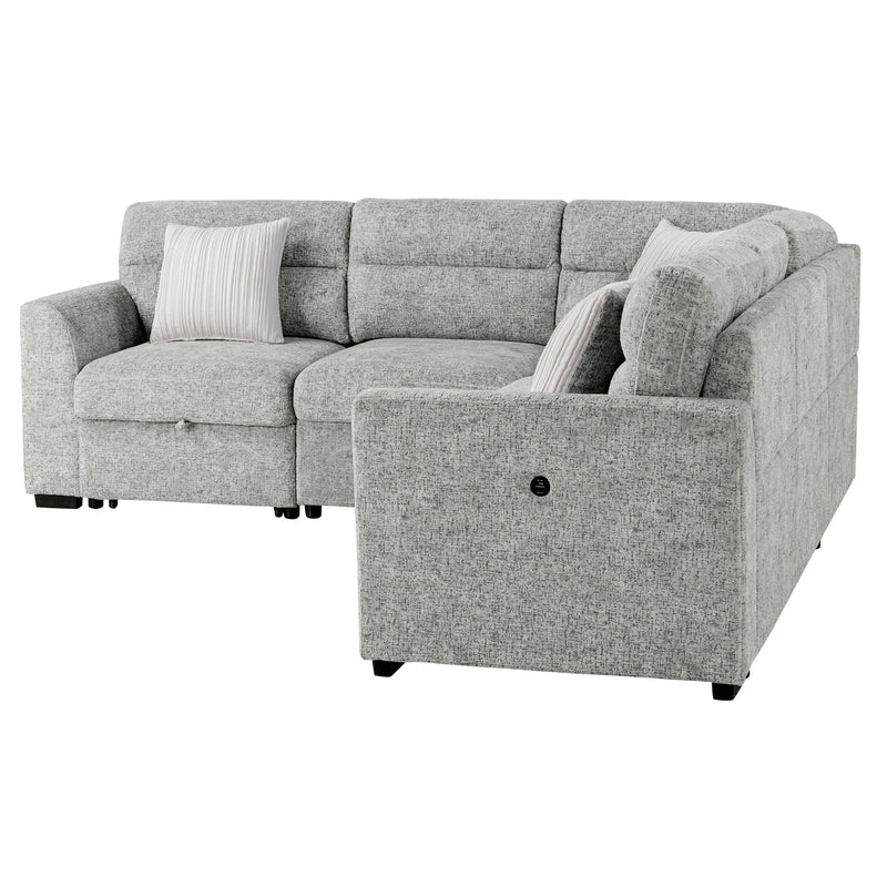 Emiliano - Sectional Sofa With 3 Pillows - Nickel