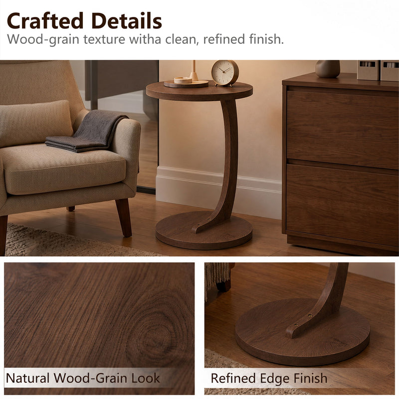 C - Shaped End Table With Sturdy Base