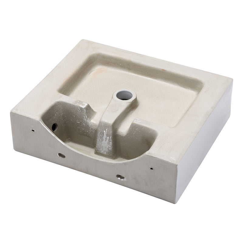 Modern Ceramic Rectangular Wall Mounted Bathroom Sink With Faucet Hole & Overflow