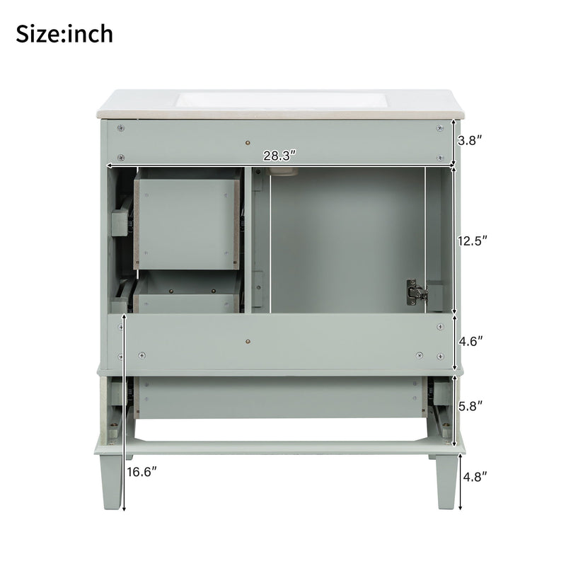 Bathroom Vanity, Modern Bathroom Cabinet With Sink Combo Set, Bathroom Storage Cabinet With A Soft Closing Door And 3 Drawers, Solid Wood Frame
