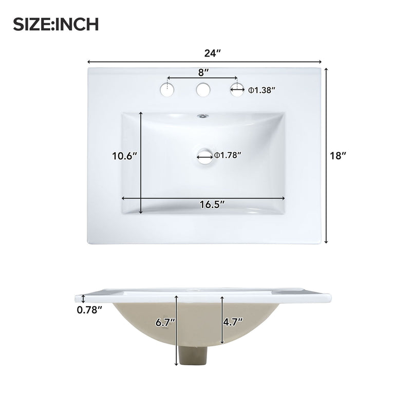 Elegant Bathroom Vanity With Ceramic Sink, Soft Close Doors And Drawers, Double Storage Racks