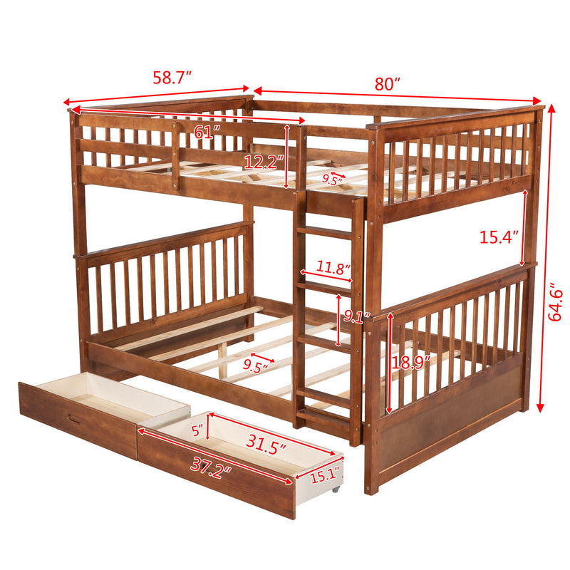Bunk Bed With Ladders And 2 Storage Drawers