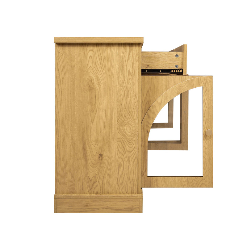 Sideboard Cabinet With 4 Drawers And 4 Arched Glass Doors