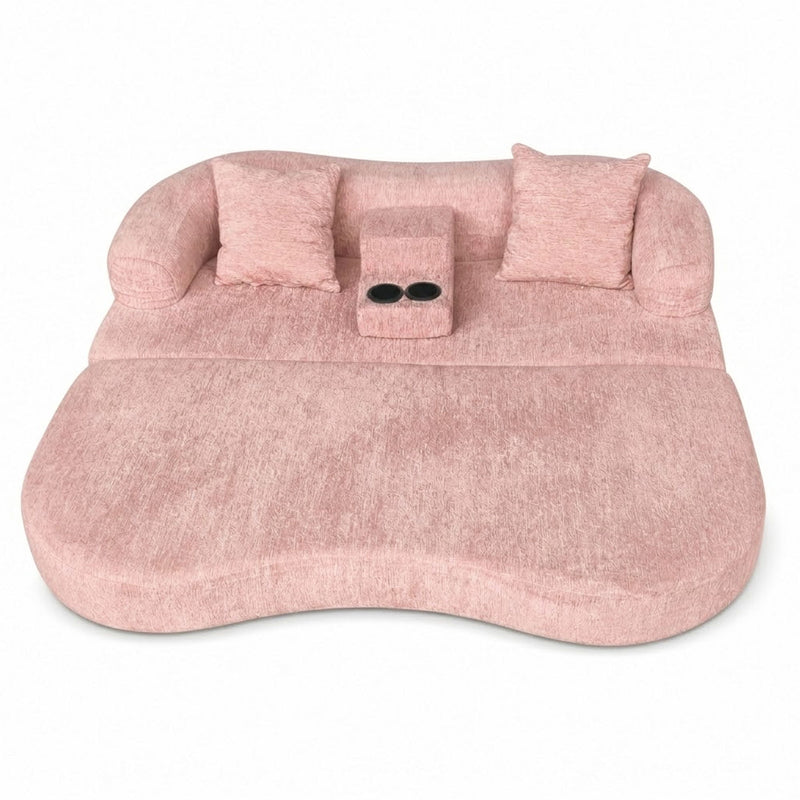 2 In 1 Convertible Sleeper Sofa Bed With Cup Holders