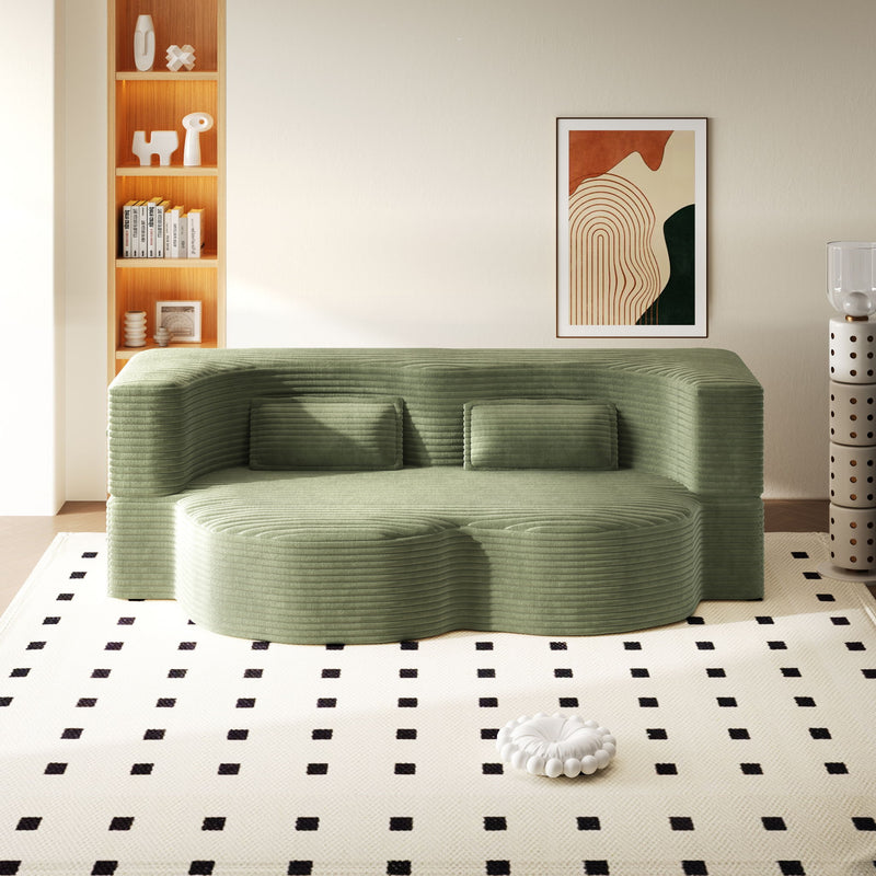 Modern Floor Sofa With 2 Pillows, Convertible Twin Size Folding Mattress For Living Room