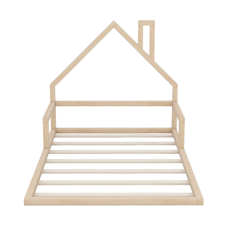 Elegant Floor Bed With House Shaped Headboard