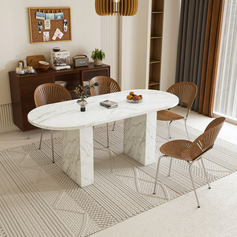 Modern Farmhouse Oval Dining Table With Slim Base