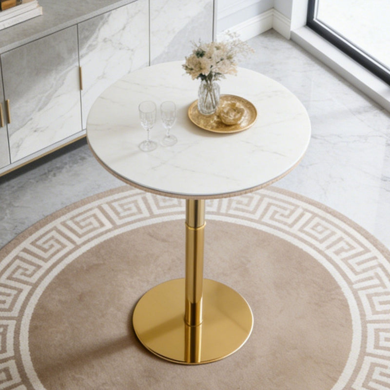 Circular Bar Table With Non Adjustable Legs - Gold+White