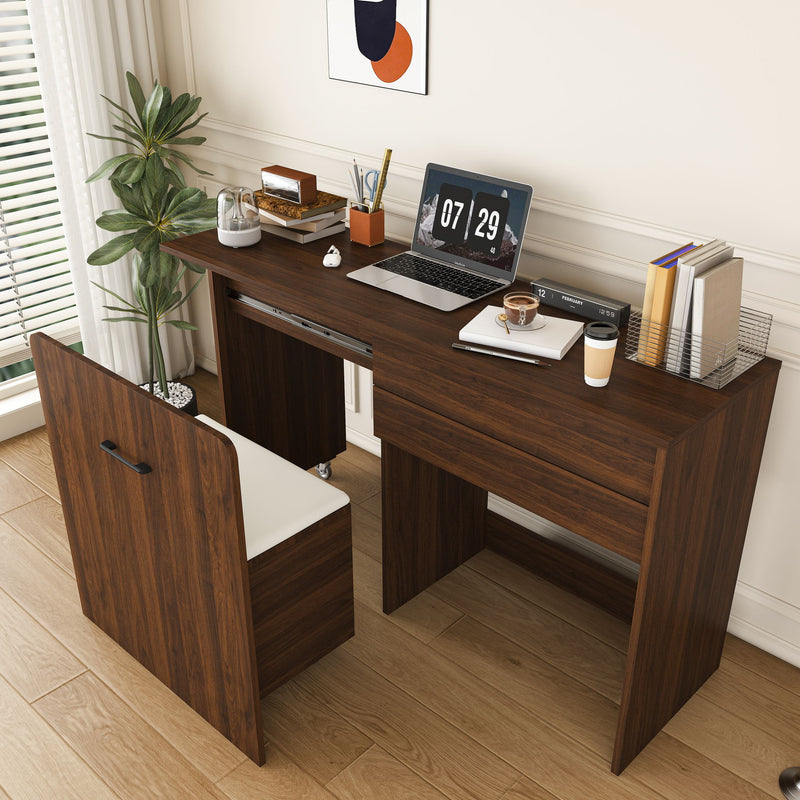 Folding Desk With Mirror And Storage Stol For Bedroom