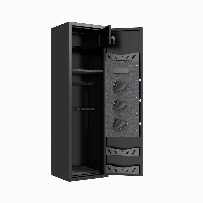 Large Capacity Mechanical Gun Safe For Rifles & Handguns, Digital Password Lock, Built In Independent Lock Box, Adjustable Shelves - Black