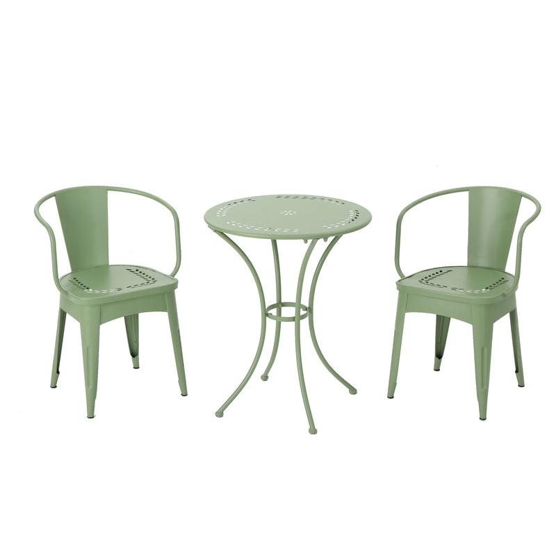 Ambrosia - 3 Piece Bistro Set With Leaf Motifs Top And Seat