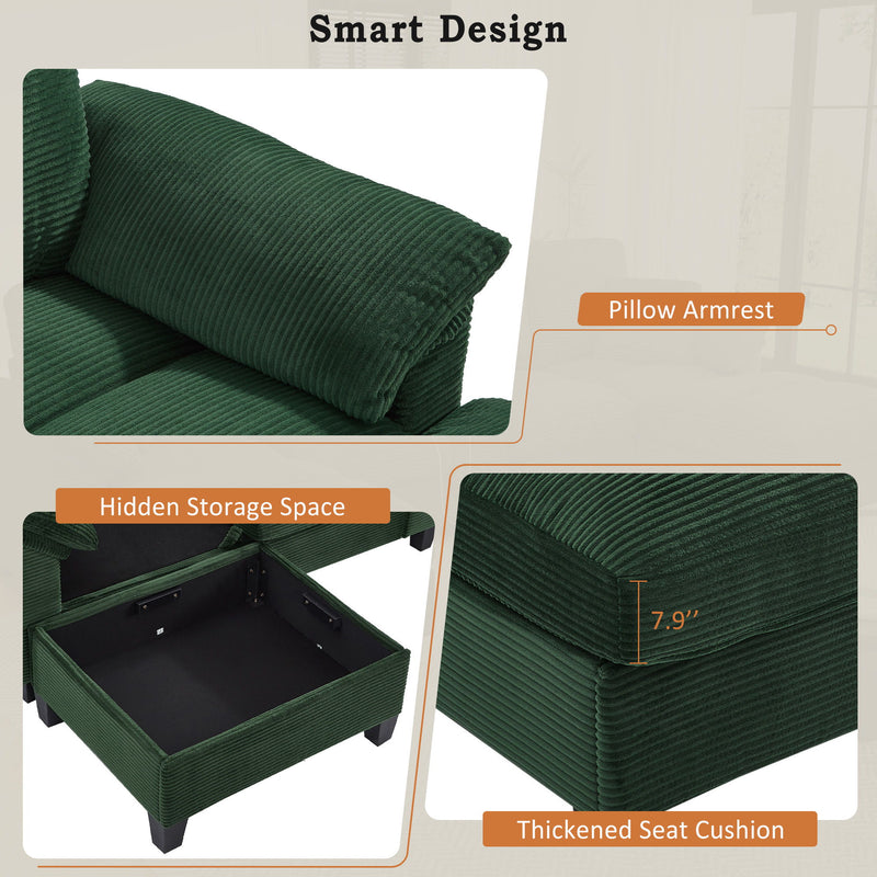 Modern U - Shaped Sectional Sofa With Storage Ottomans, USB Ports, And Cup Holders