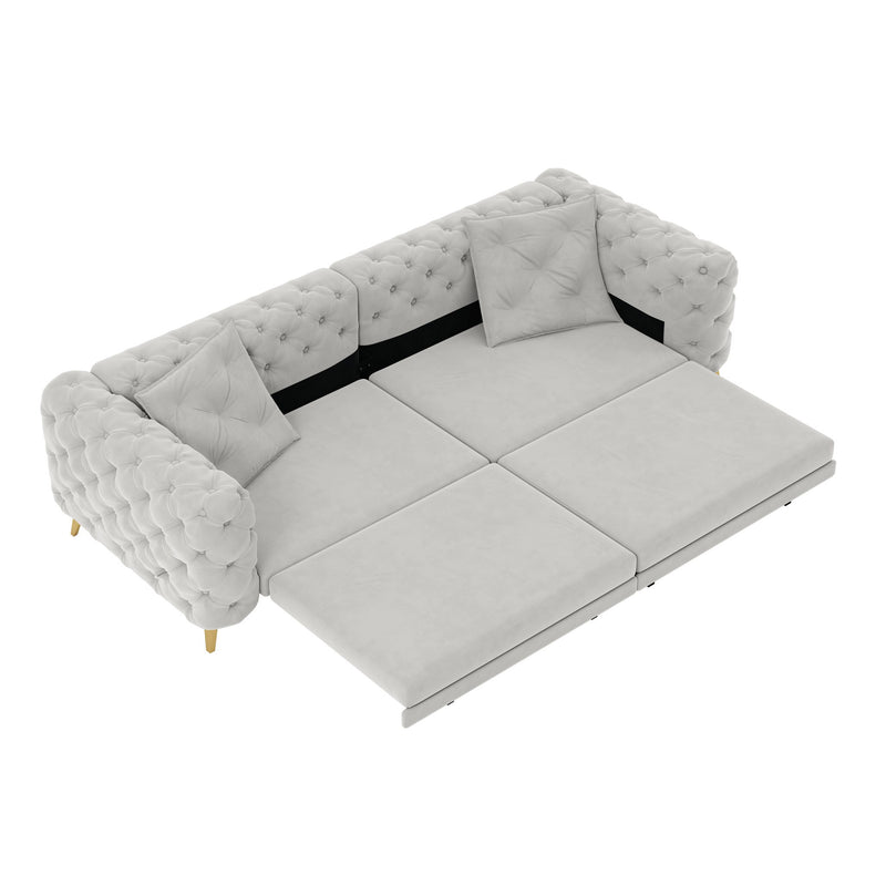 3 In 1 Convertible Sleeper, Deep Seat Pull Out Sofa Bed, Button Tufted