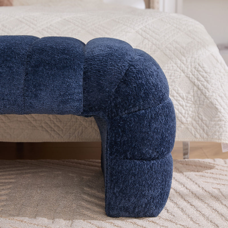 Modern Upholstered Armless Bed Bench With Channel Tufted Design