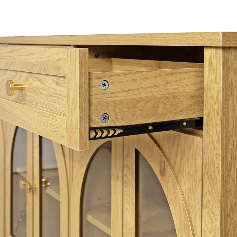 Sideboard Cabinet With 3 Drawers And 6 Arched Glass Doors