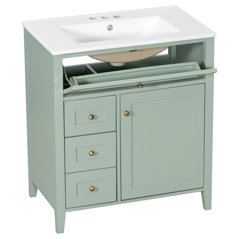 Bathroom Vanity With Sink, 3 Drawers And Adjustable Shelf, Freestanding Storage Unit