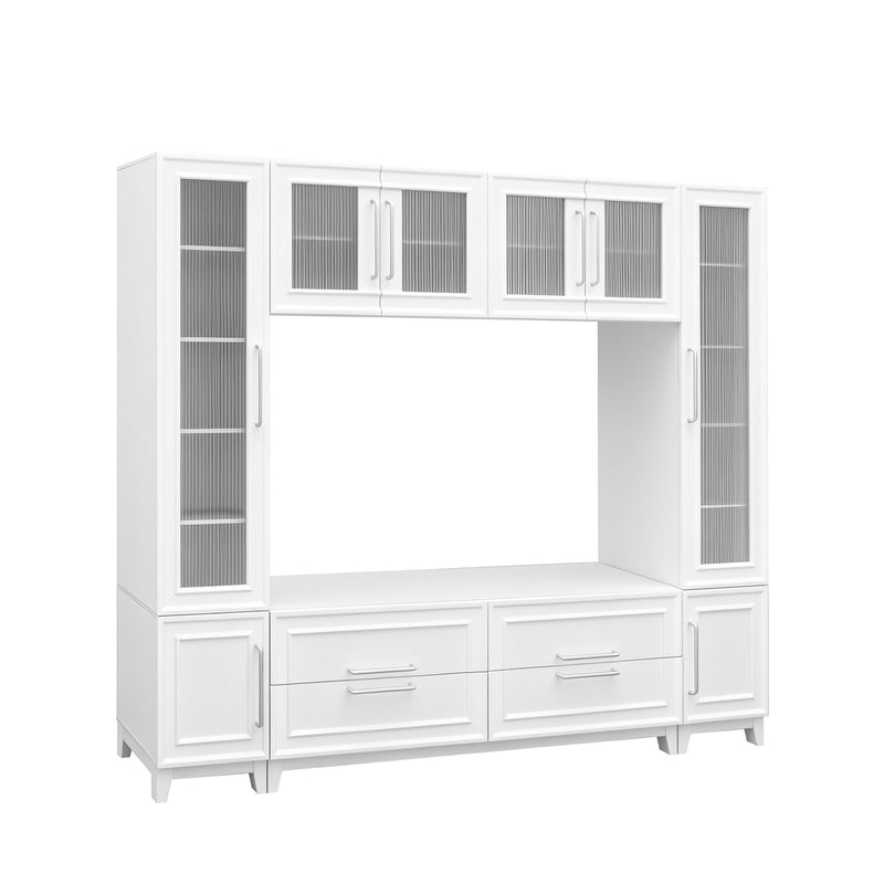 Wall Unit Modern Entertainment Center With Glass Doors