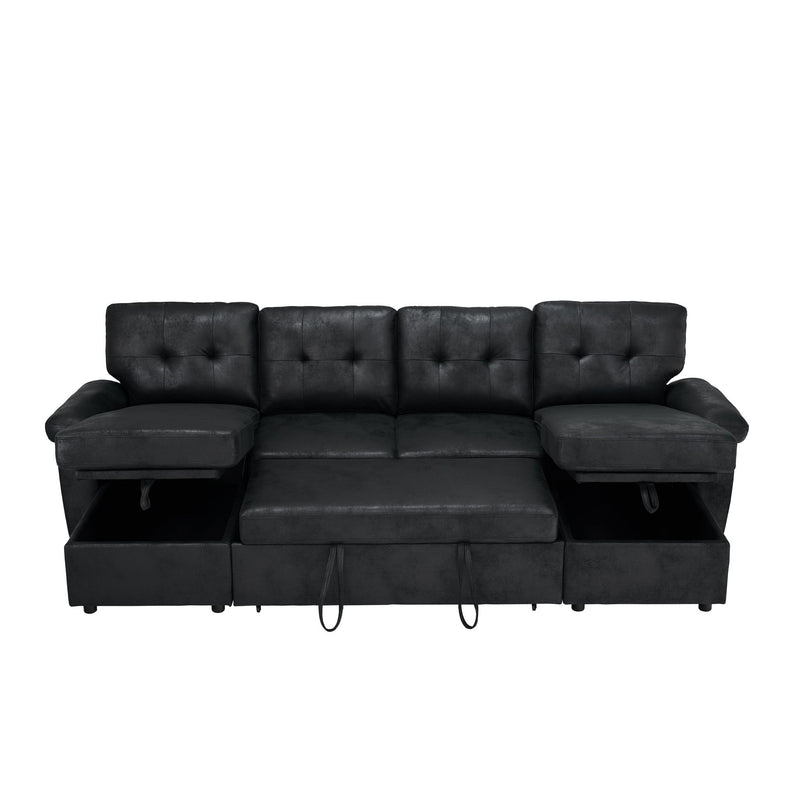 Convertible Sectional Sofa Bed With Pull Out Sleeper And Storage