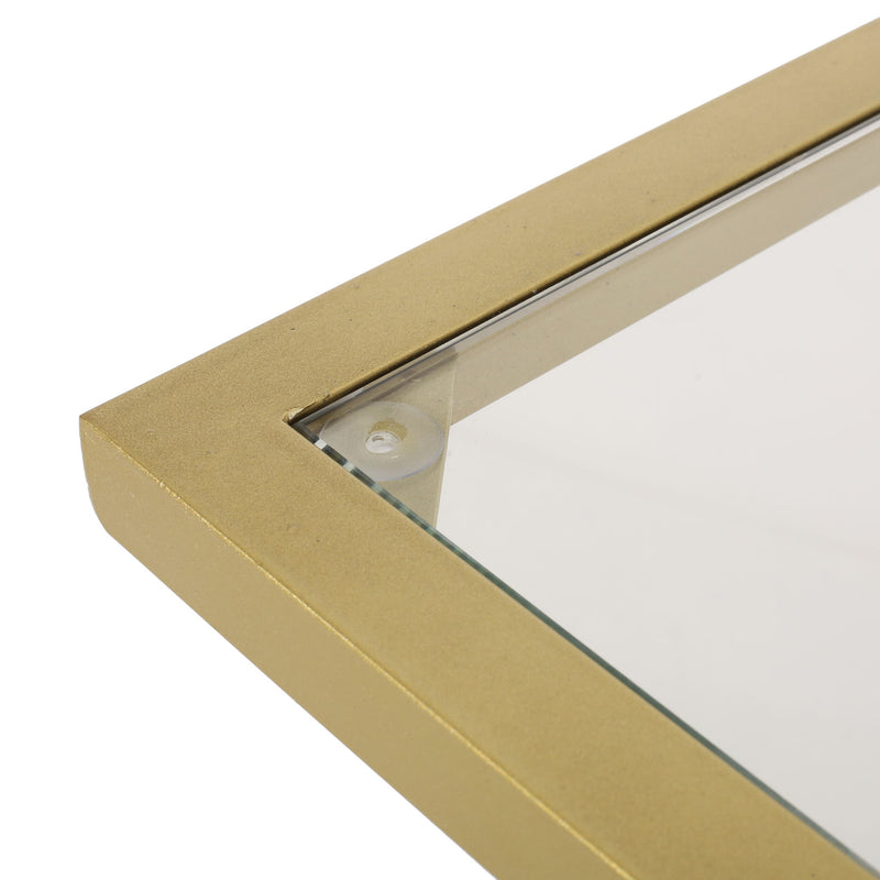 Modern Glam C Shaped End Table With Tempered Glass Top - Gold