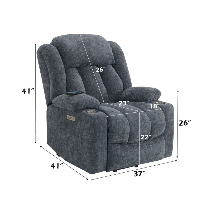Power Motion Recliner With Lift Heating Massage Function - Blue