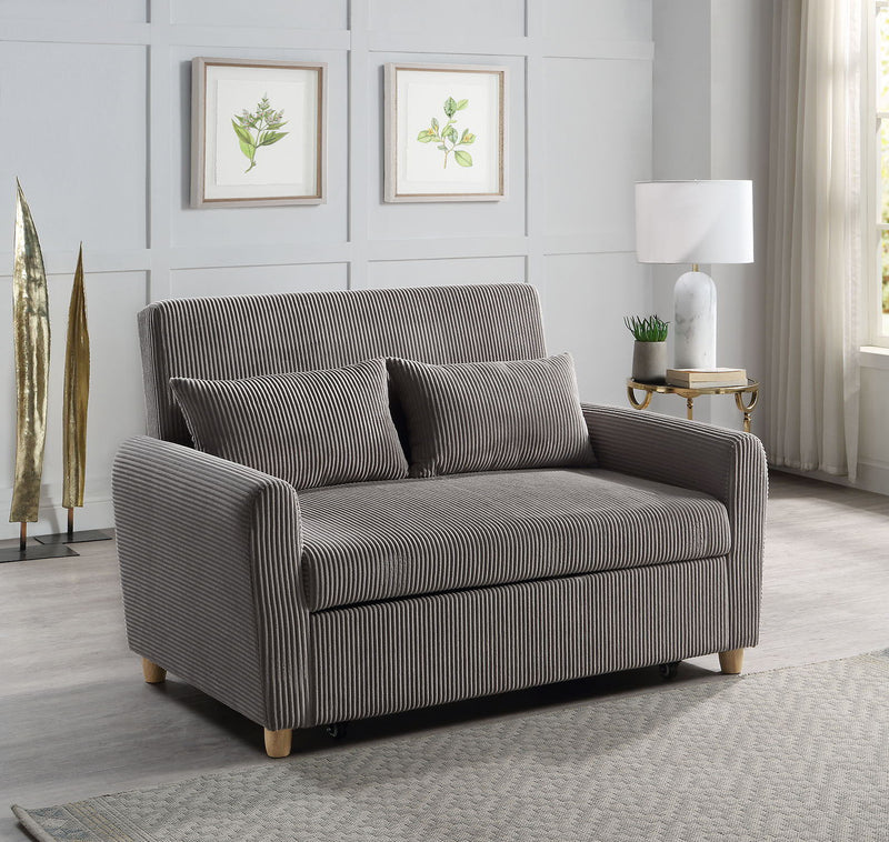 Justine - Convertible Sleeper Loveseat - Brown
