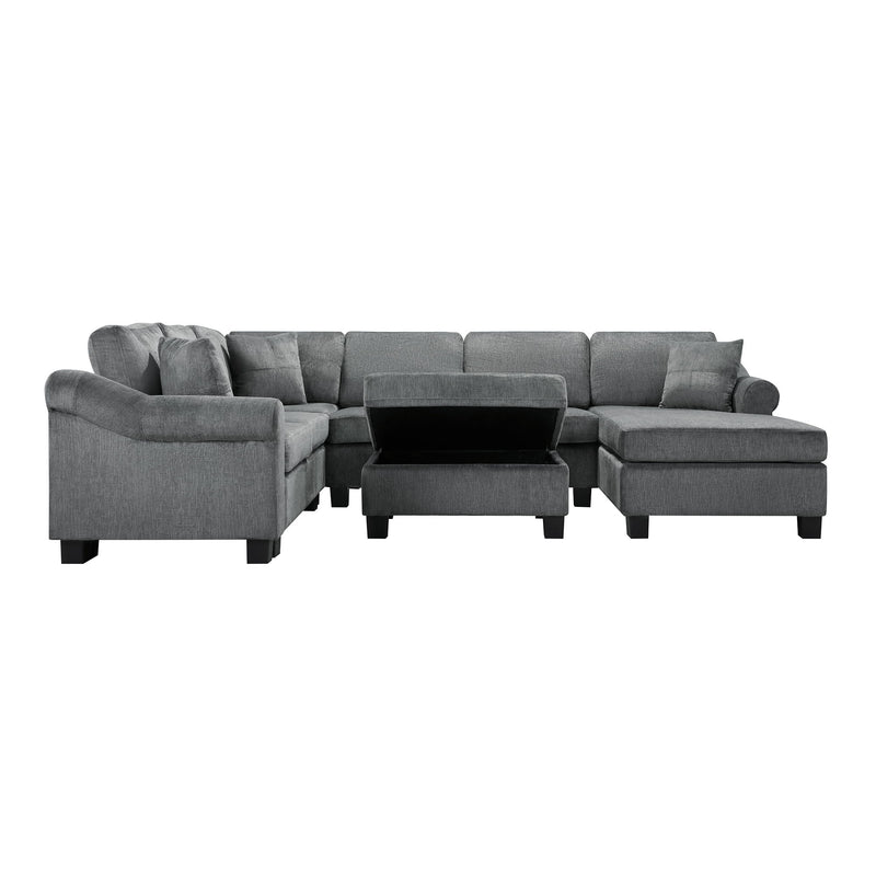 Contemporary U - Shaped Sectional Sofa With Movable Storage Ottoman
