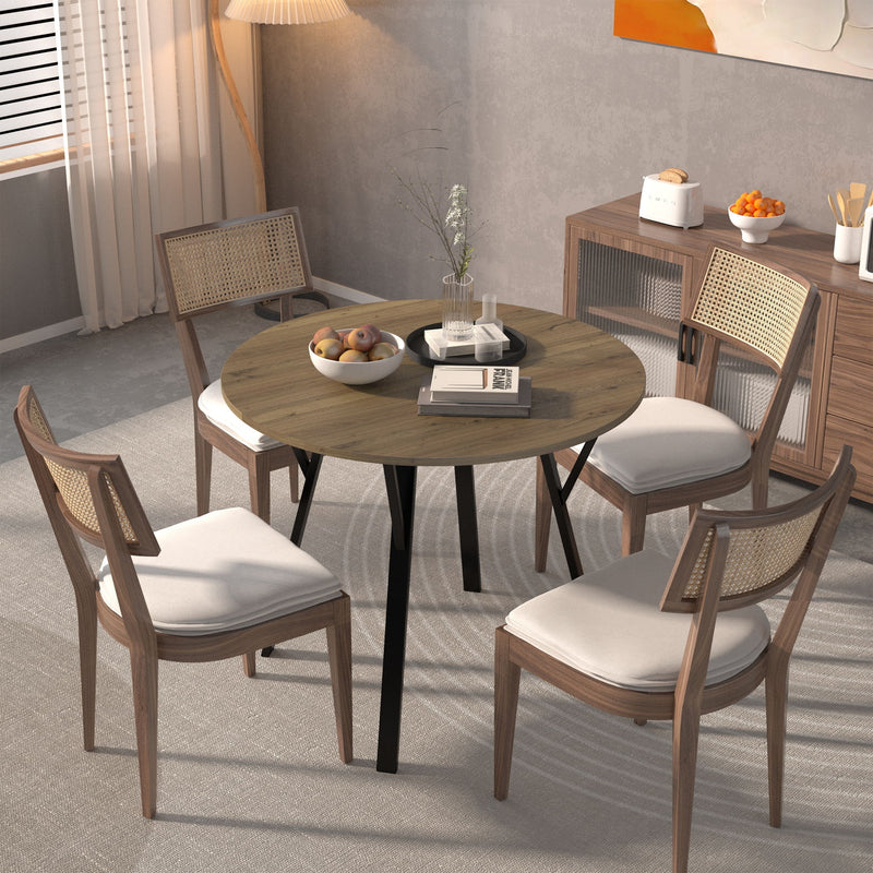 Round Dining Table, For 2 - 4 People - Rustic Brown