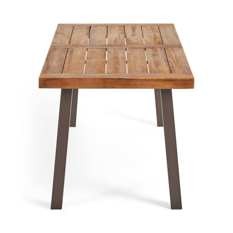 Della - Modern Industrial Dining Table With Acacia Wood Top - Teak