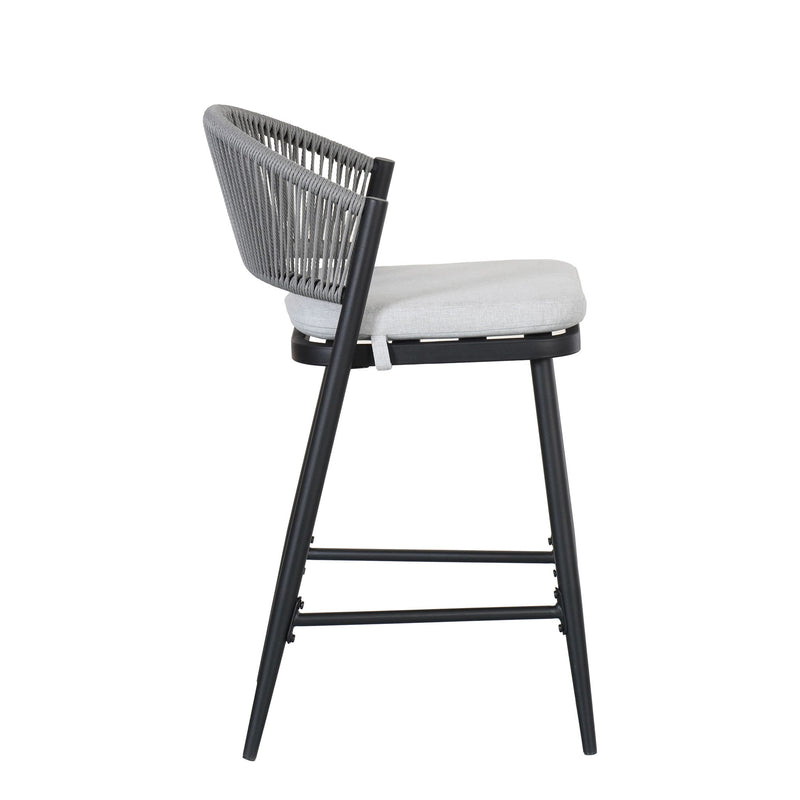 Outdoor 26" Counter Height Metal Frame Counter Stools With Scallop Shaped Backrest & Water Resistant Cushions