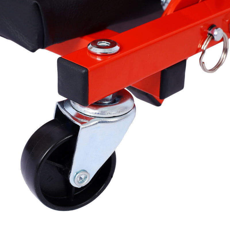 Mechanic Creeper, Z Creeper Seat 2 In 1 Low Profile With 6 Wheels Steel Vinyl - Red