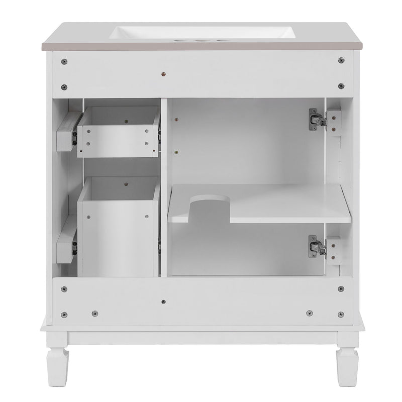 Bathroom Vanity With Sink, Cabinet With 2 Drawers And Adjustable Shelf