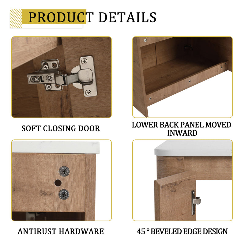 Wall Mounted Bathroom Vanity & Art Sink & 1 Soft Close Door