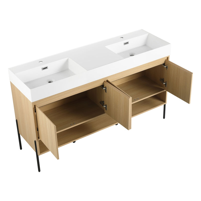 Modern Bathroom Vanity Combo With Single Resin Sink And Storage Cabinet
