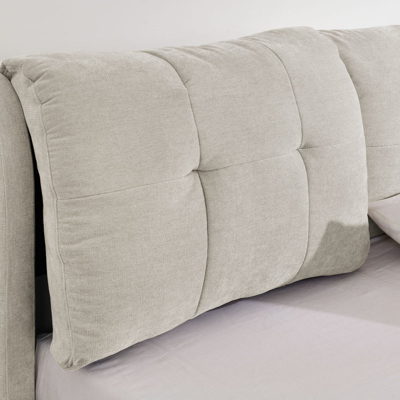Storage Upholstered Hydraulic Platform Bed With Integrated Headboard