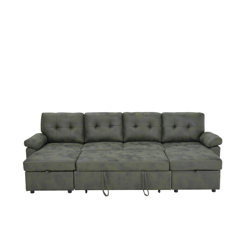 Convertible Sectional Sofa Bed With Pull Out Sleeper And Storage