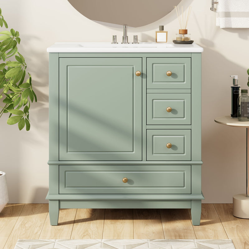 Freestanding Bathroom Vanity With Sink, Soft Close Door, 3 Drawers
