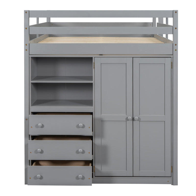 Loft Bed With Built In Wardrobe, Shelves And Drawers