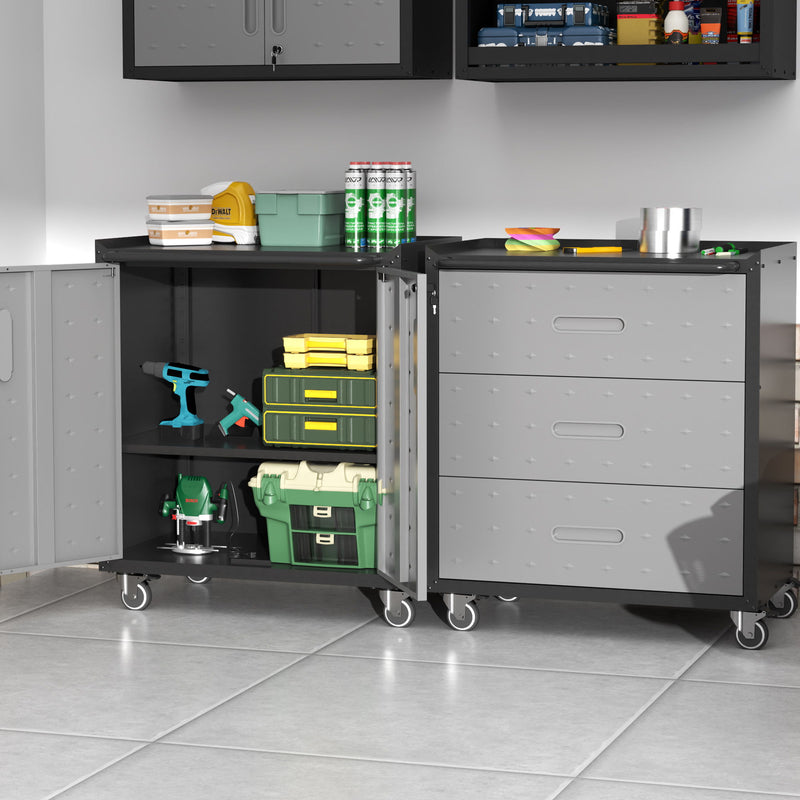 Heavy Duty Metal Storage Cabinet With Wheels 3 Drawer Tool Cabinet For Garage, Office, And Home Organizer Solutions