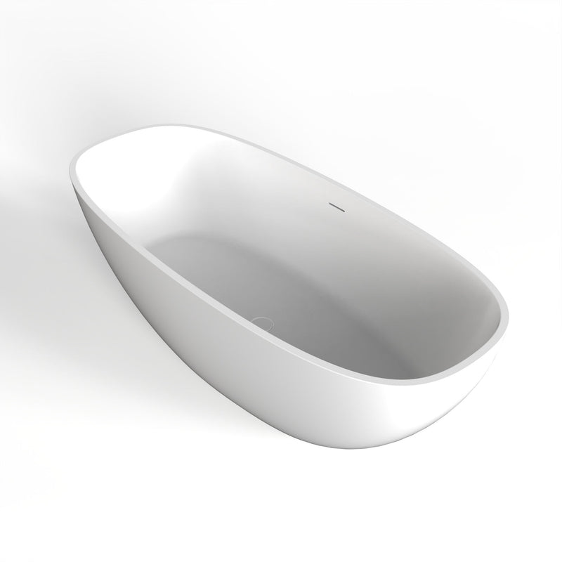 Soaking Bathtub, Freestanding, Solid Surface - Matte White