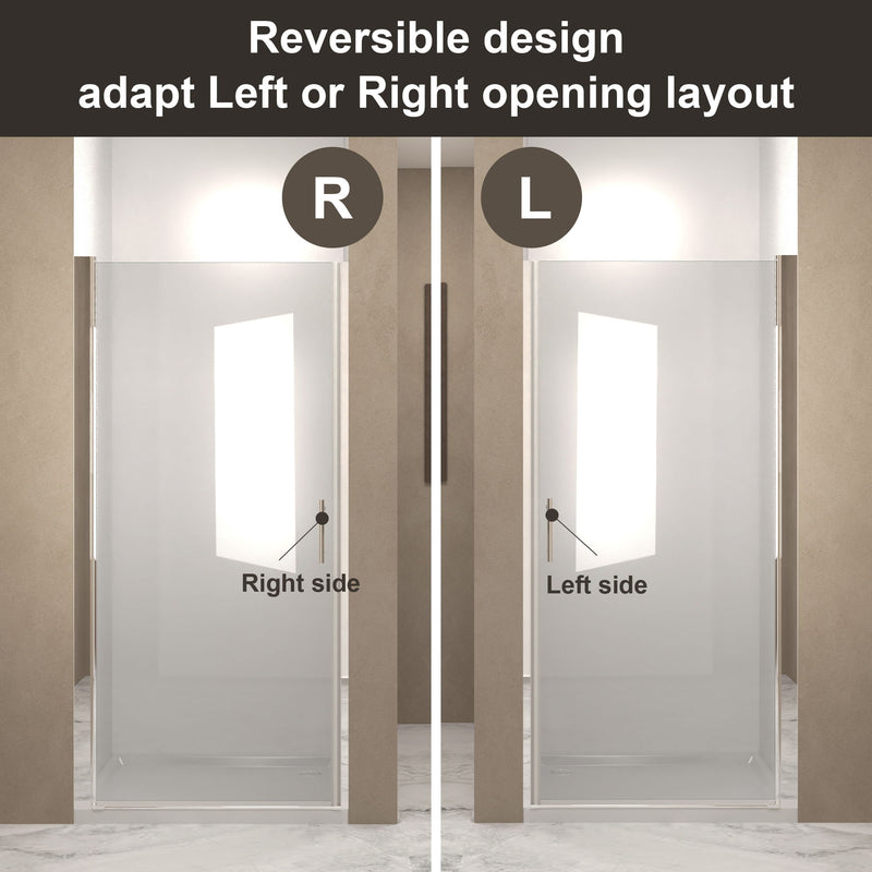 Shower Door With Explosion Proof Safety Film, Half Frame Design - Chrome