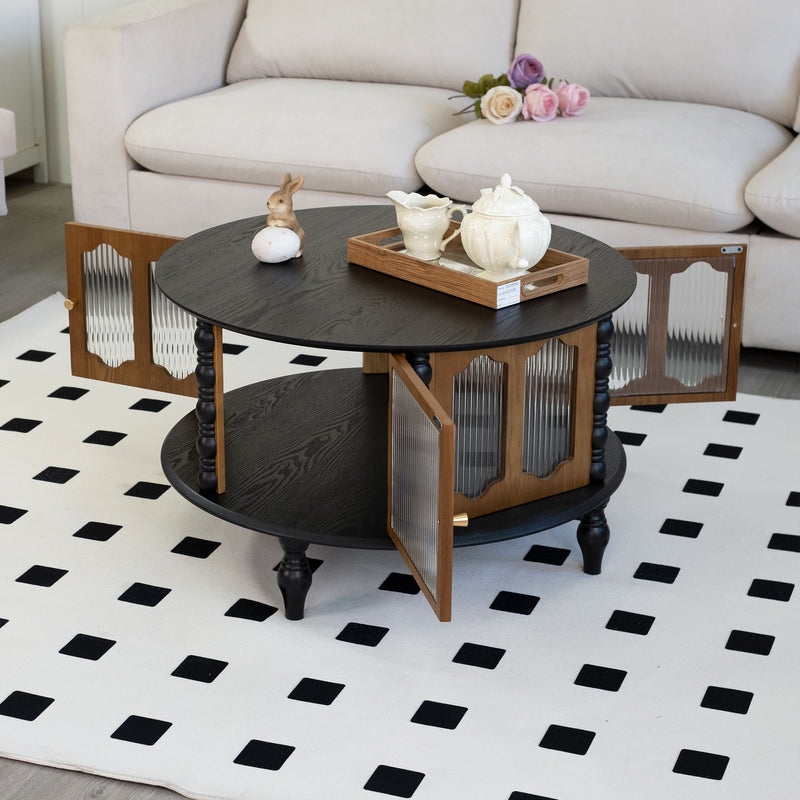 Round 3 Door Storage Coffee Table For Living Room
