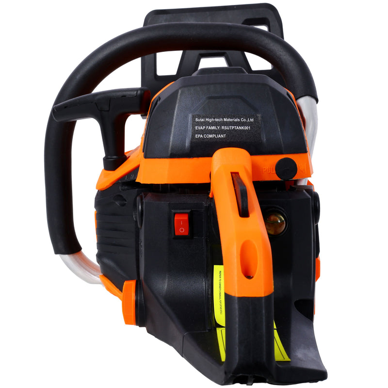 62Cc Gas Powered Chainsaw With 20" Oregon Chain & Bar 2 Cycle Petrol Handheld Cordless Design Epa Compliant - Orange