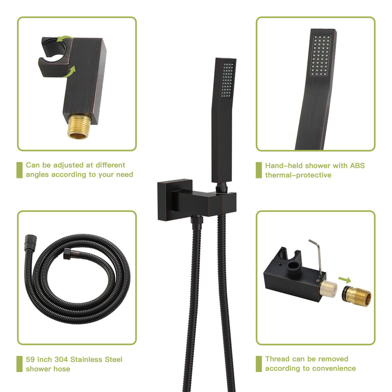 10" Wall Mounted Square Shower System With Rough In Valve