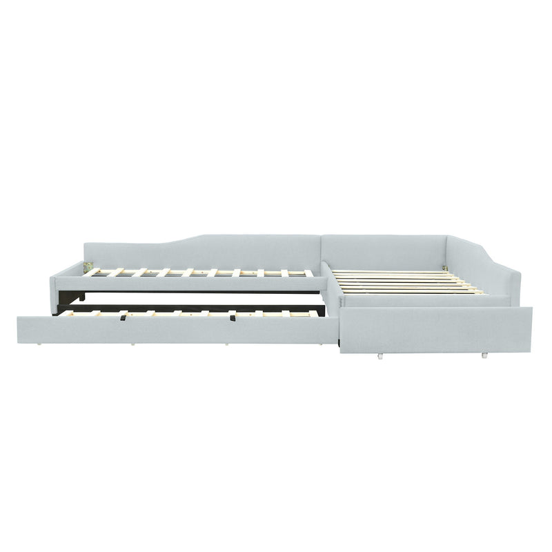 Upholstered Double Daybed With Trundle And Drawer