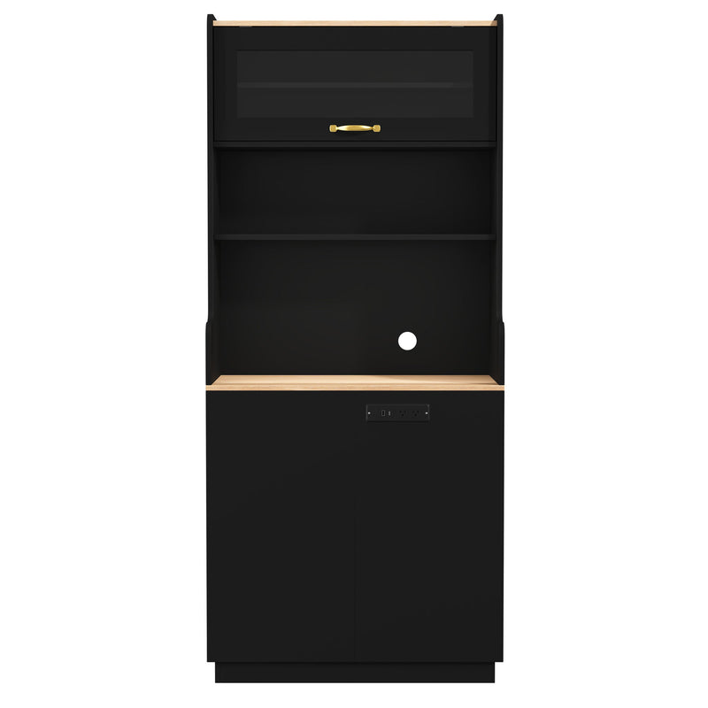 Pantry Cabinet With Hydraulic Flip Top And USB Charging Port