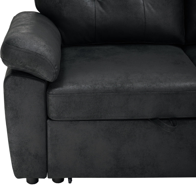 Convertible Sectional Sofa Bed With Pull Out Sleeper And Storage