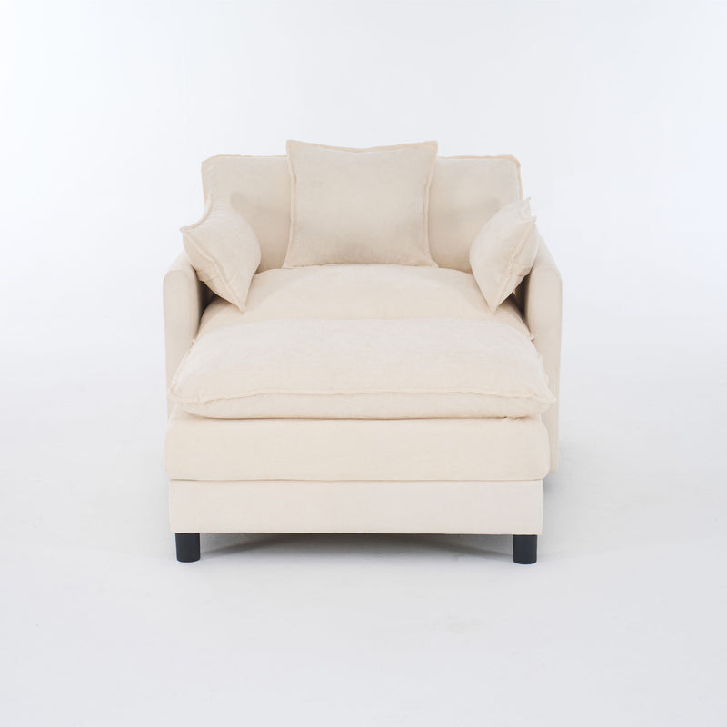 Accent Chair With Ottoman - Beige